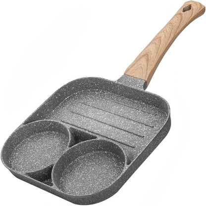 2-in-1 Divided Non-Stick Frying Pan – 3-Section Breakfast Skillet