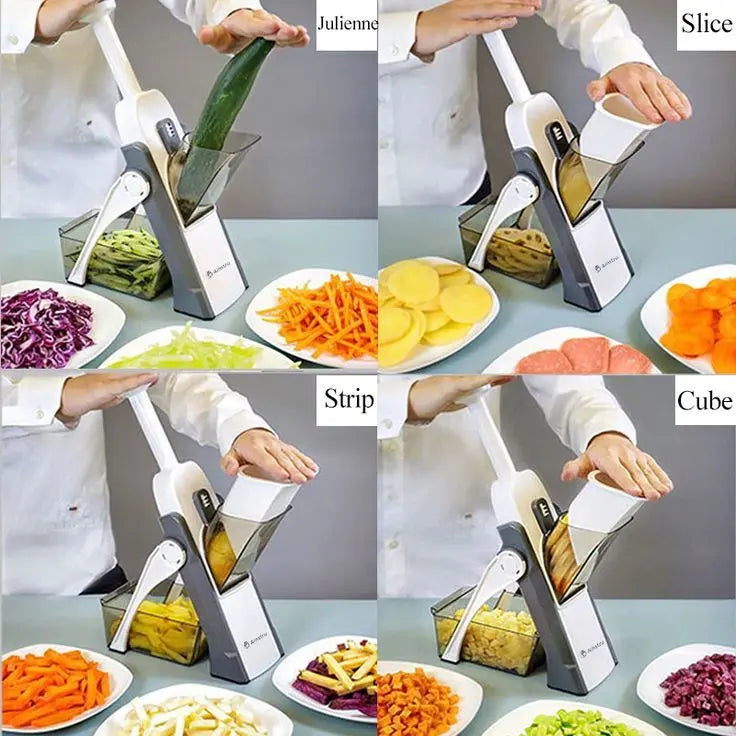 Manual Vegetable Cutter – 4-in-1 Adjustable Mandoline Slicer