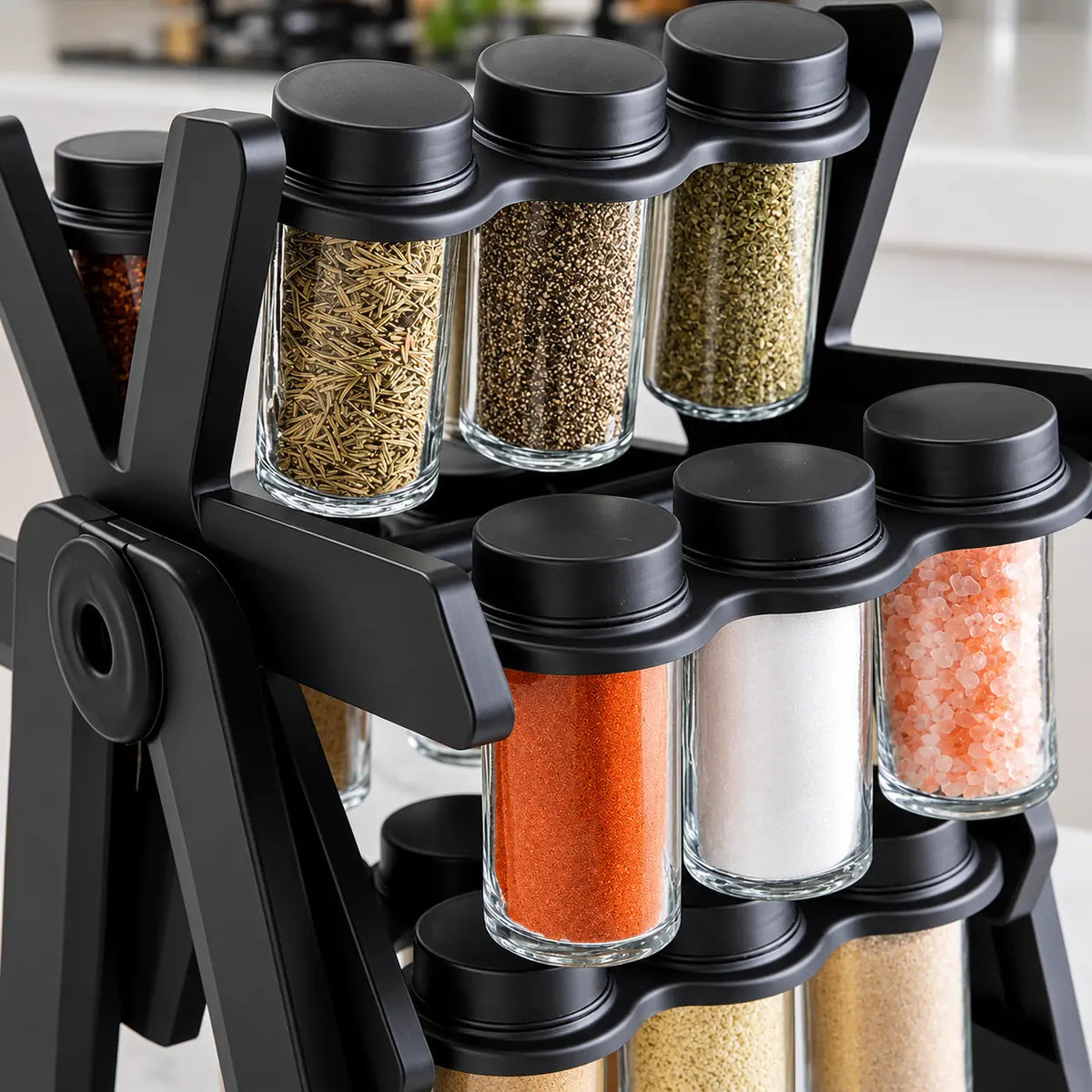 18-Jar Rotating Spice Rack – 360° Kitchen Spice Organize
