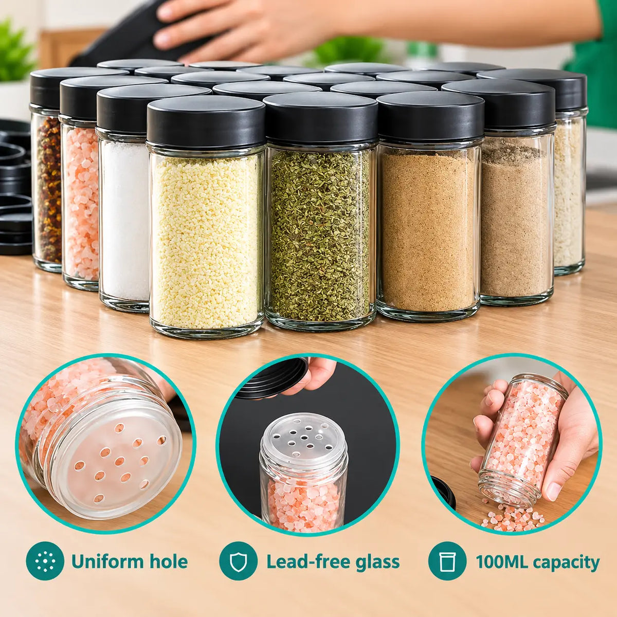 18-Jar Rotating Spice Rack – 360° Kitchen Spice Organize
