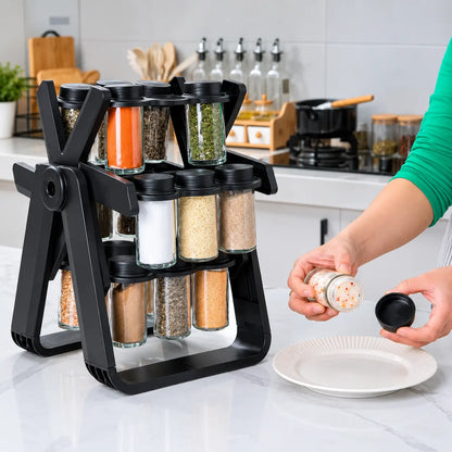 18-Jar Rotating Spice Rack – 360° Kitchen Spice Organize