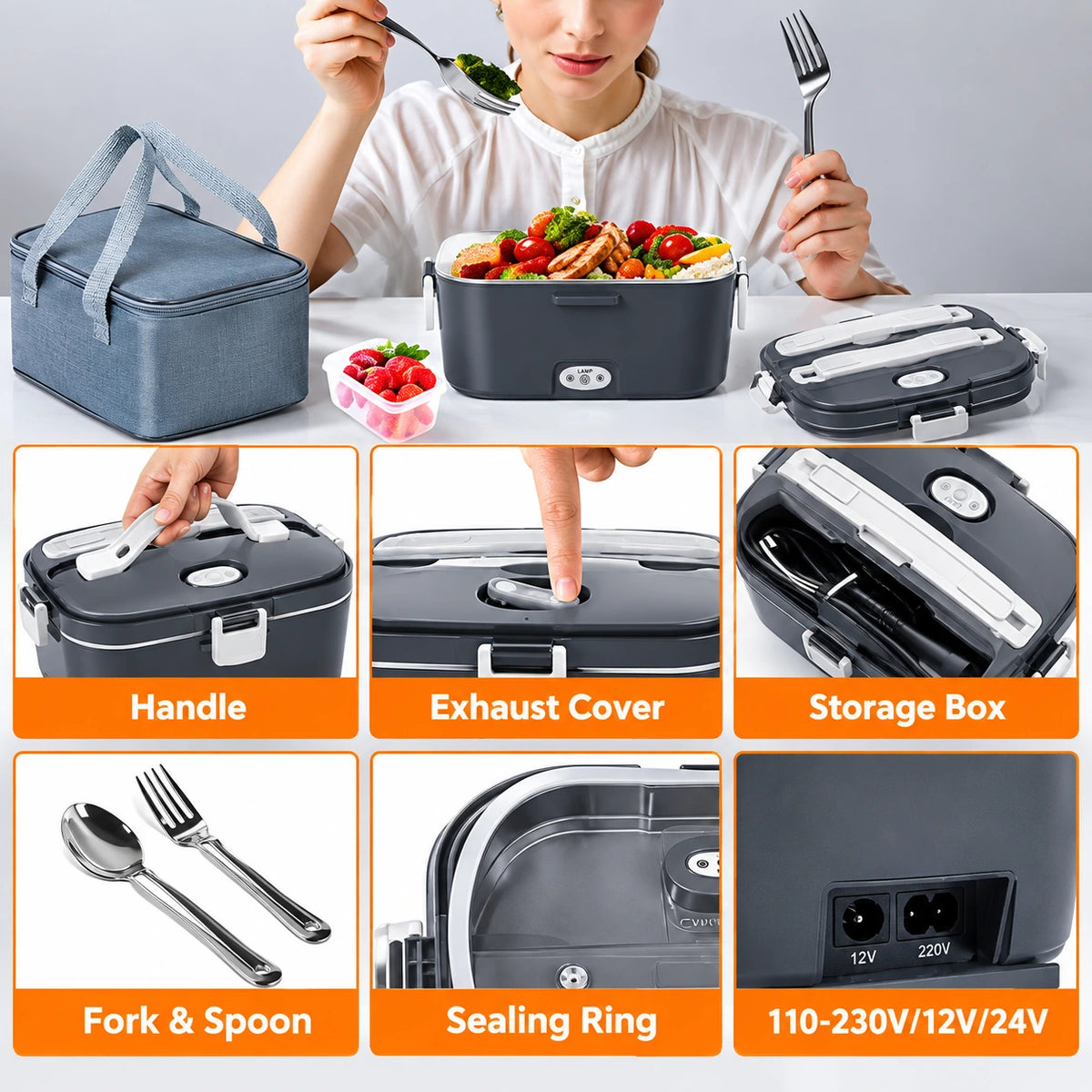 Portable Electric Lunch Box – 12V Food Warmer for Work & Car