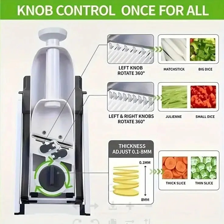 Manual Vegetable Cutter – 4-in-1 Adjustable Mandoline Slicer